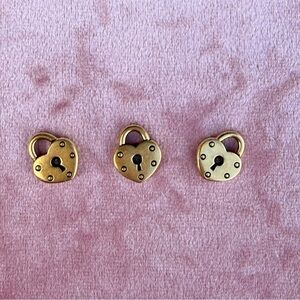 Puffy Heart-Shaped Gold Padlock Charms